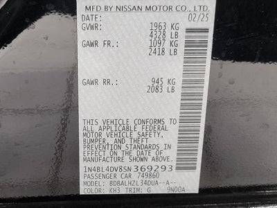 2025 Nissan Altima SV FWD