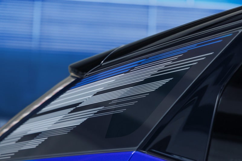 Close-up of the Modern Pattern on the 2026 OPTIQ-V Rear Quarter Glass | Bergstrom Cadillac of Green Bay in Green Bay WI